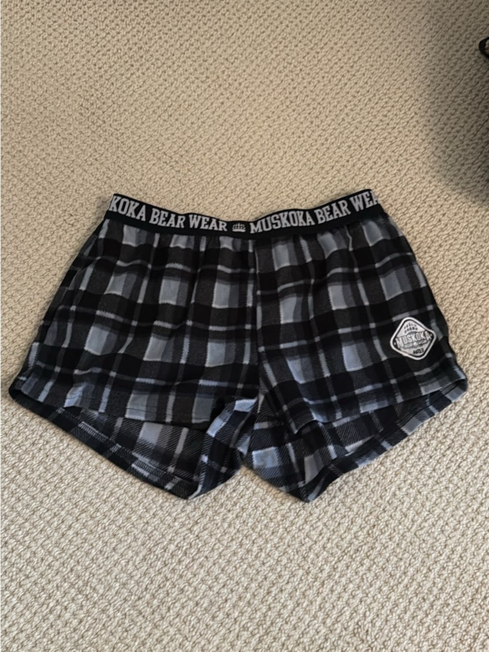 Muskoka Bear Wear Women's Black & Gray Plaid Sleep Shorts